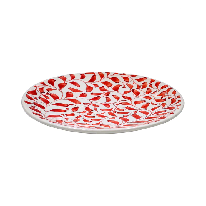 Villa Bologna Pottery-Dinner Plate in Red, Scroll