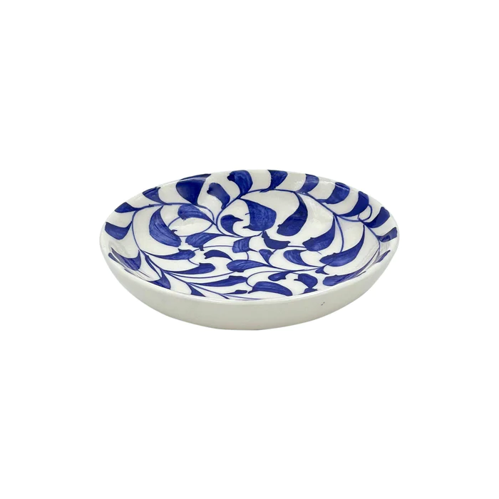 Villa Bologna Pottery-Dipping Bowl in Navy Blue, Scroll