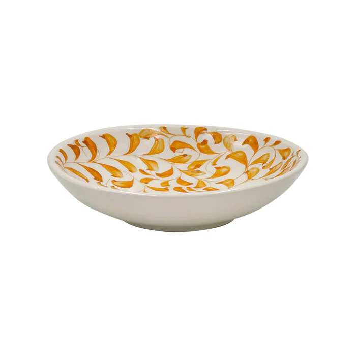 Villa Bologna Pottery-Pasta Bowl in Yellow, Scroll