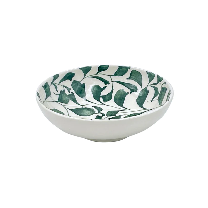 Villa Bologna Pottery-Peanut Bowl in Green, Scroll