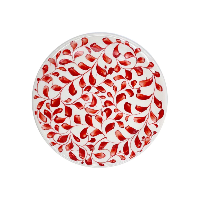Villa Bologna Pottery-Side Plate in Red, Scroll