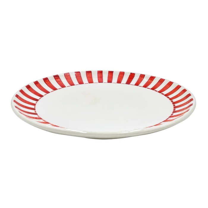 Villa Bologna Pottery-Charger Plate in Red, Stripes