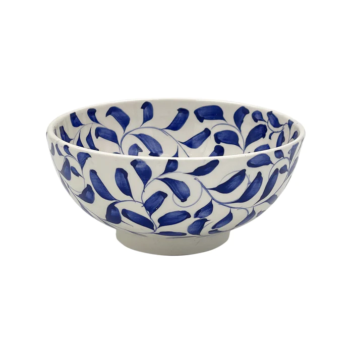 Villa Bologna Pottery-Medium Bowl in Navy Blue, Scroll