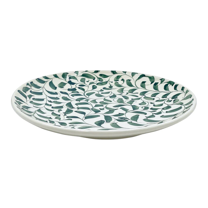 Villa Bologna Pottery-Charger Plate in Green, Scroll