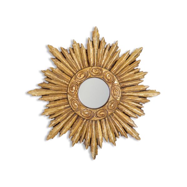 Copper & Plush-Antique Gold Star Convex Mirror