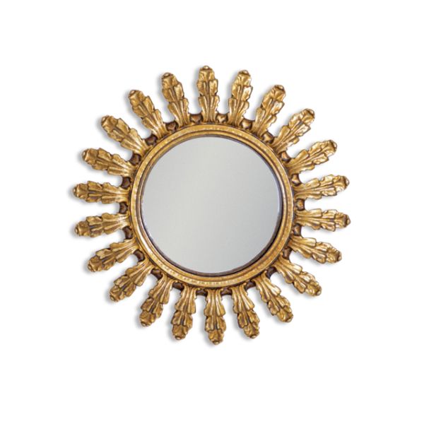 Copper & Plush-Antique Gold Decorative Frame Convex Mirror