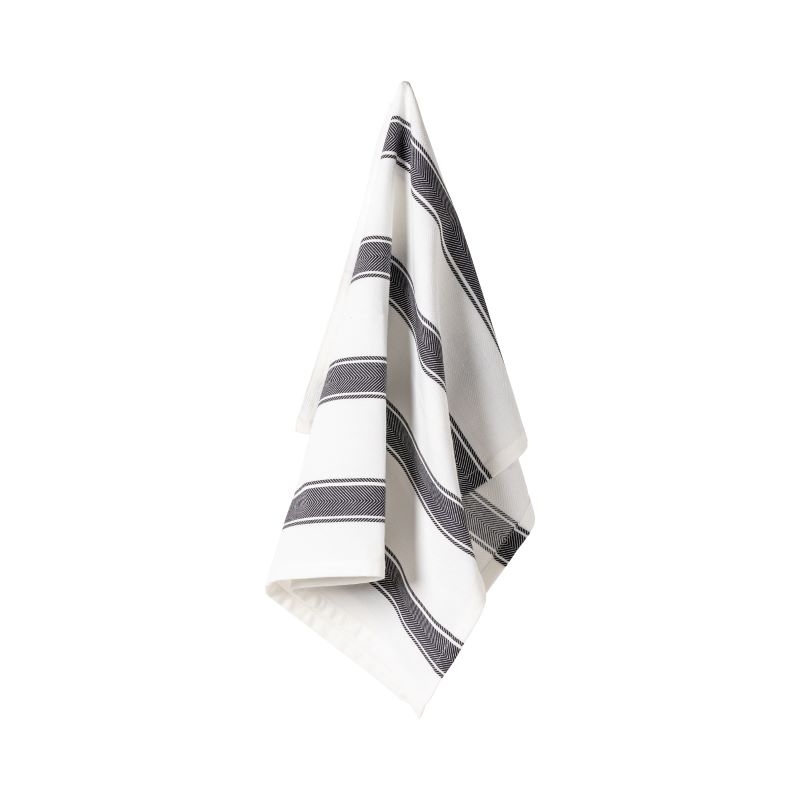 Casafina-Kitchen towel Stripes (Black, set of 2)