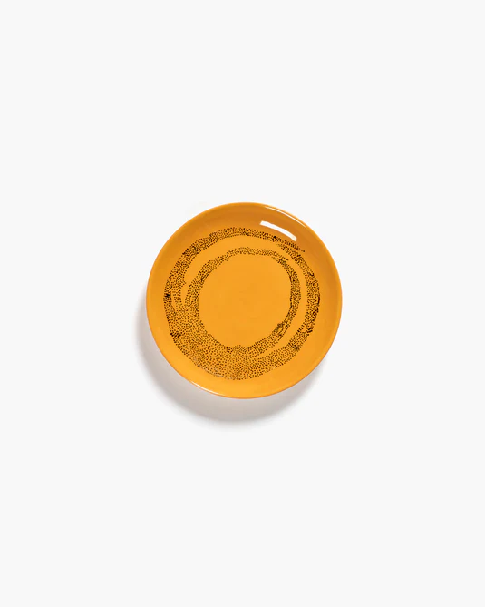 Eclecticist-Dessert plate yellow - black dots Feast