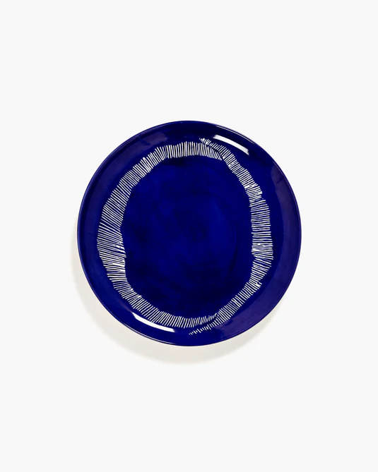 Eclecticist-Dinner plate dark blue - white stripes Feast