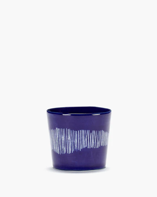 Eclecticist-Espresso cup 15cl dark blue - white stripes Feast