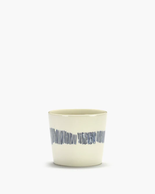 Eclecticist-Espresso cup 15cl white - blue stripes Feast