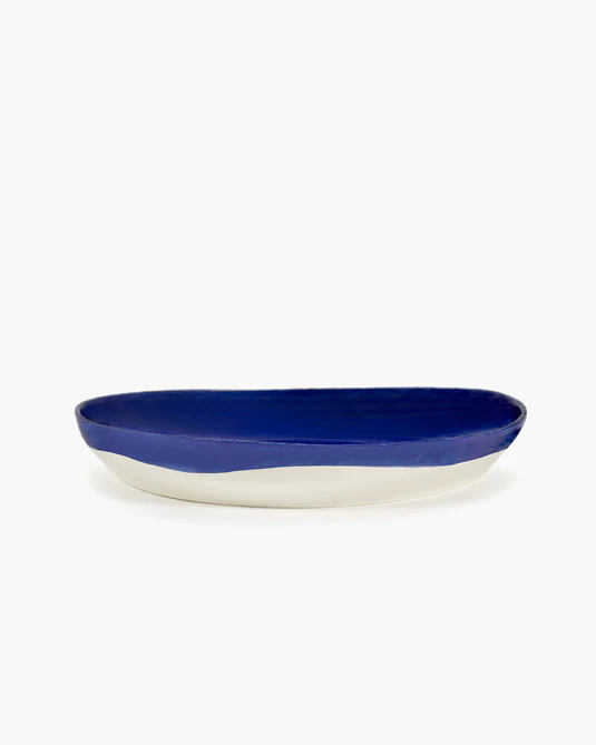 Eclecticist-Serving plate M dark blue - white Feast