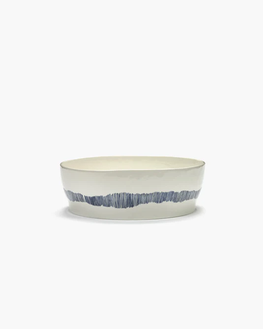 Eclecticist-Salad bowl white - blue stripes Feast
