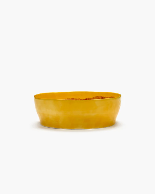 Eclecticist-Salad bowl yellow - red stripes Feast