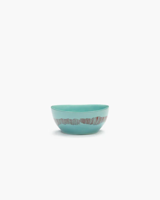 Eclecticist-Bowl S azure swirl - red stripes Feast