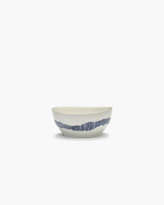 Eclecticist-Bowl S white swirl - blue stripes Feast