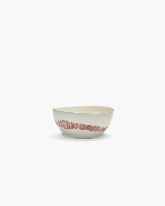 Eclecticist-Bowl S white swirl - red stripes Feast