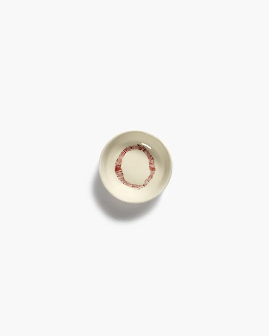 Eclecticist-Dish XS white swirl - red stripes Feast