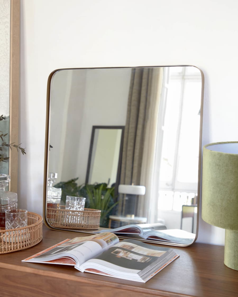 Form-Marco gold metal wall mirror - Square
