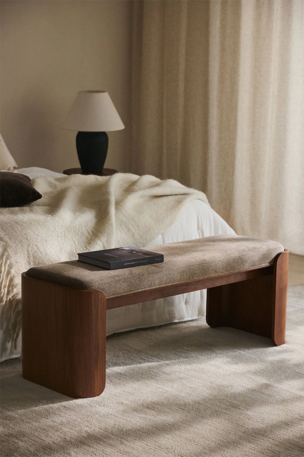 Copper & Plush-Lofren Bench - Mocha Brown