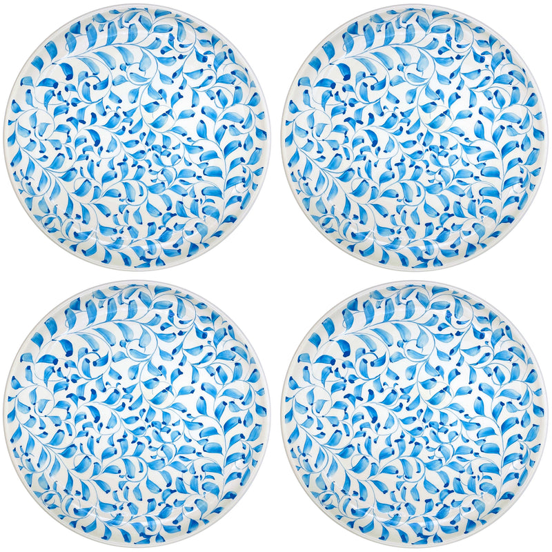 Villa Bologna Pottery-Charger Plate in Light Blue, Scroll, Set of Four