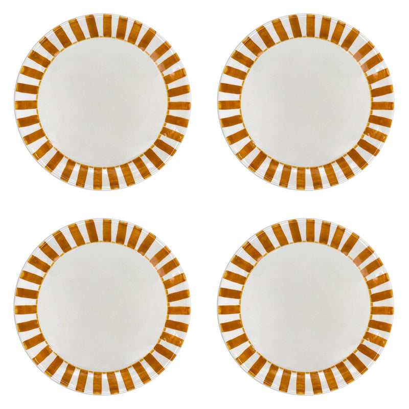 Villa Bologna Pottery-Charger Plate in Yellow, Stripes, Set of Four