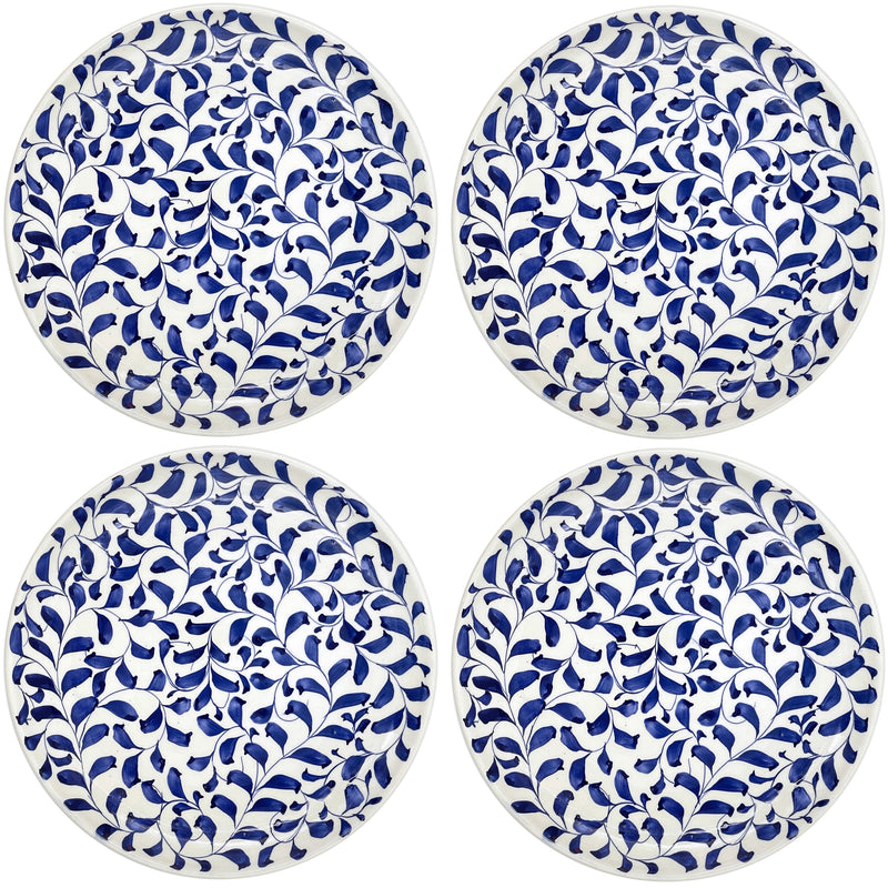 Villa Bologna Pottery-Charger Plate in Navy Blue, Scroll, Set of Four