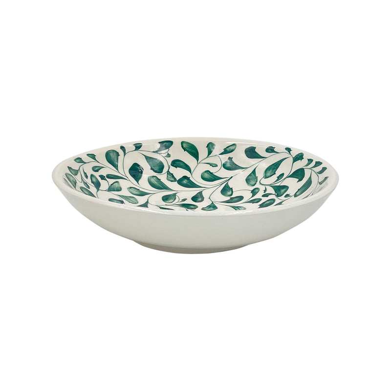 Villa Bologna Pottery-Pasta Bowl in Green, Scroll