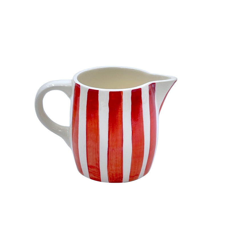Villa Bologna Pottery-Milk Jug in Red, Stripes