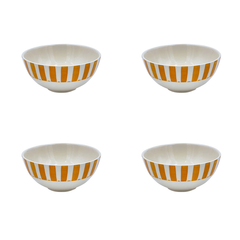 Villa Bologna Pottery-Small Bowl, in Yellow, Stripes, Set of Four