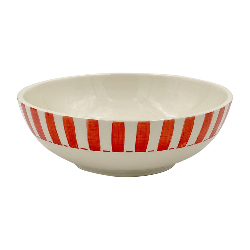 Villa Bologna Pottery-Large Bowl in Red, Stripes