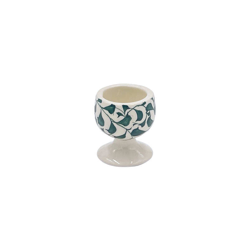 Villa Bologna Pottery-Egg Cup in Green, Scroll