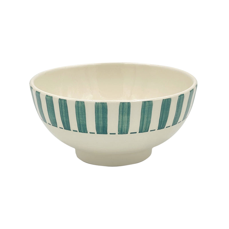 Villa Bologna Pottery-Medium Bowl in Green, Stripes