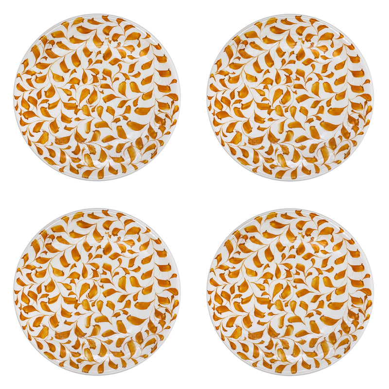 Villa Bologna Pottery-Dinner Plate in Yellow Scroll, Set of Four
