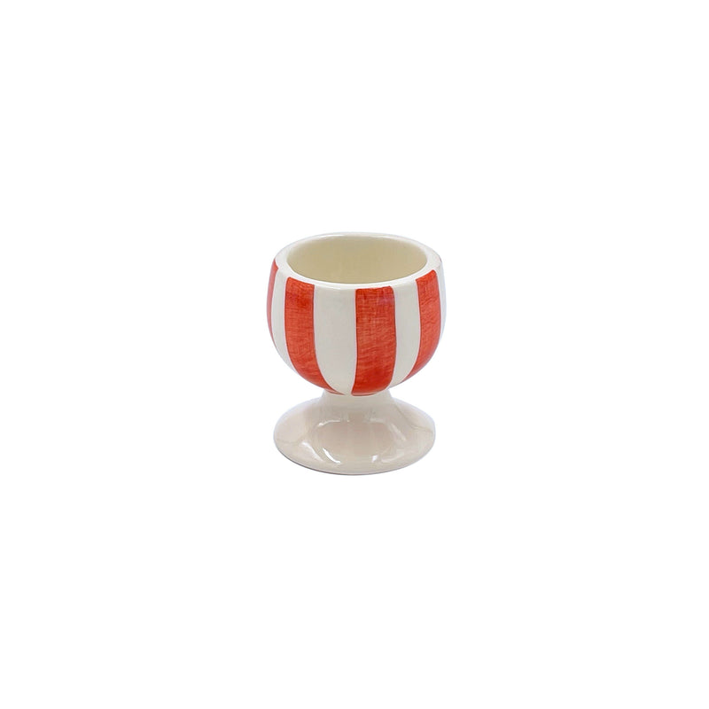 Villa Bologna Pottery-Egg Cup in Red, Stripes