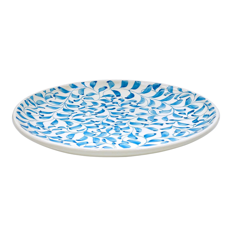 Villa Bologna Pottery-Charger Plate in Light Blue, Scroll
