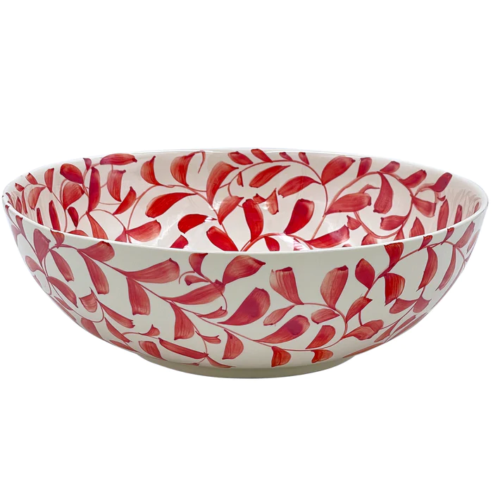 Villa Bologna Pottery-Salad Bowl in Red, Scroll