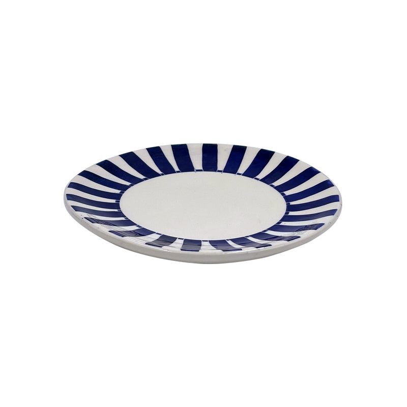 Villa Bologna Pottery-Side Plate in Navy Blue, Stripes