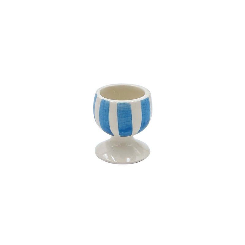 Villa Bologna Pottery-Egg Cup in Light Blue, Stripes