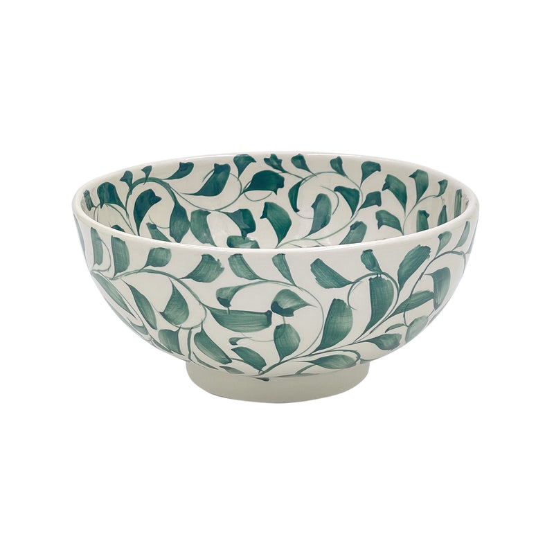 Villa Bologna Pottery-Medium Bowl in Green, Scroll