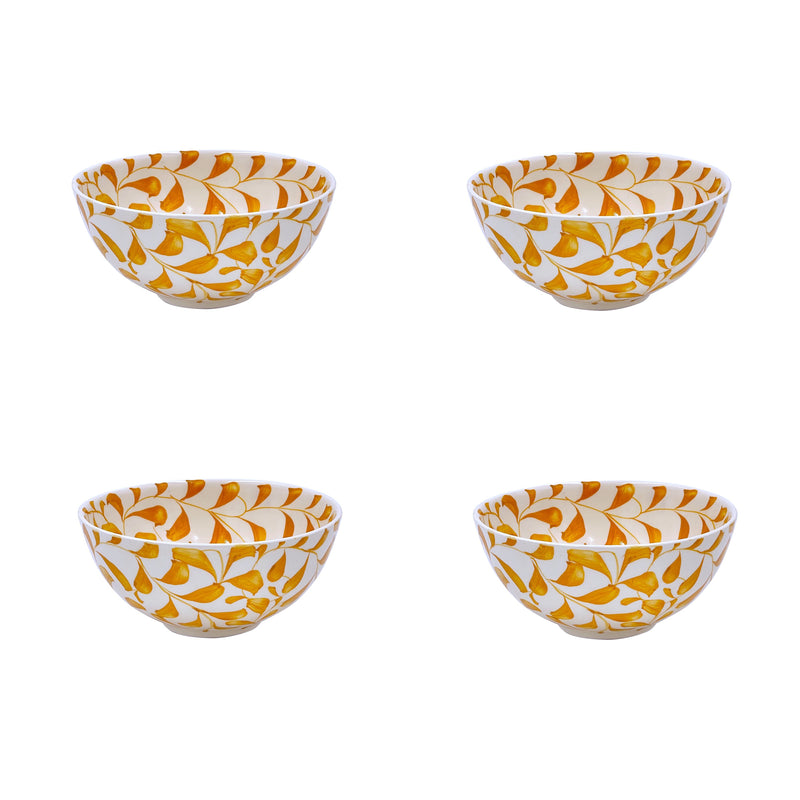 Villa Bologna Pottery-Small Bowl in Yellow, Scroll, Set of Four
