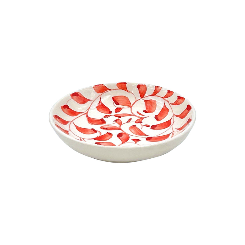 Villa Bologna Pottery-Dipping Bowl in Red, Scroll