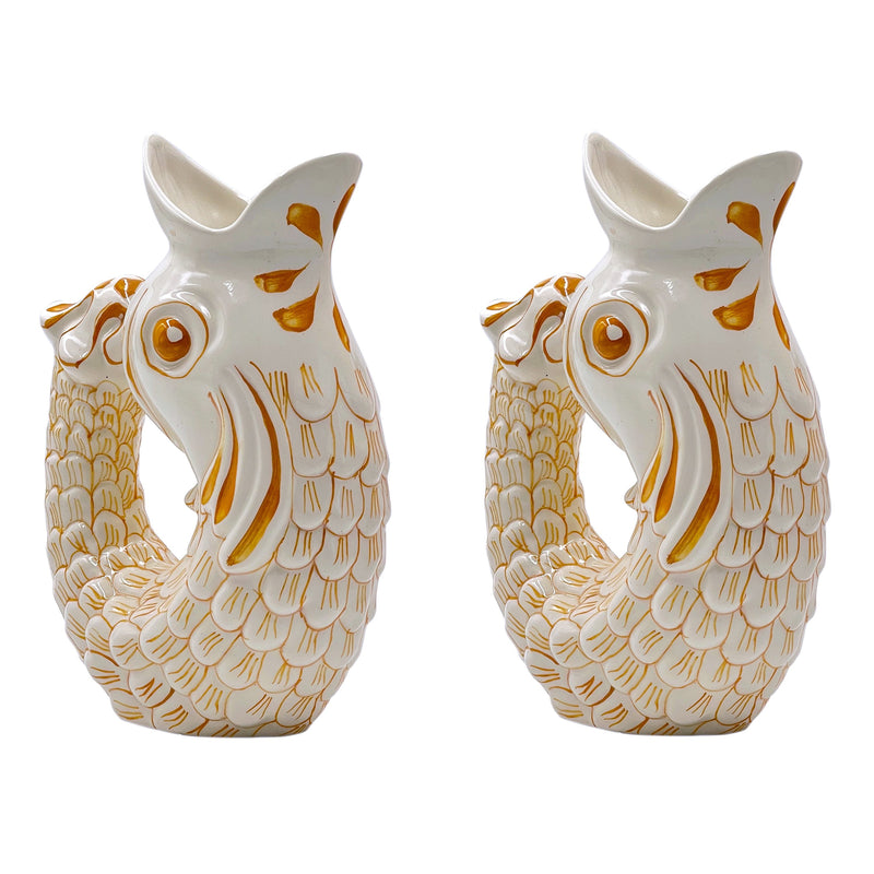 Villa Bologna Pottery-Glug Glug Jug in Yellow, Set of Two