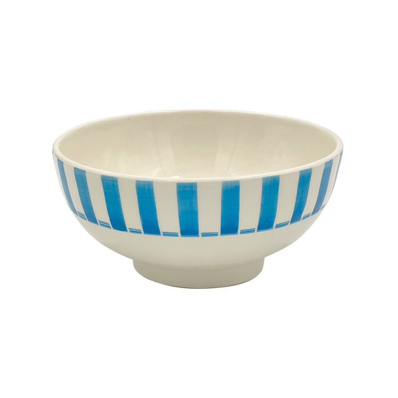 Villa Bologna Pottery-Medium Bowl in Light Blue, Stripes