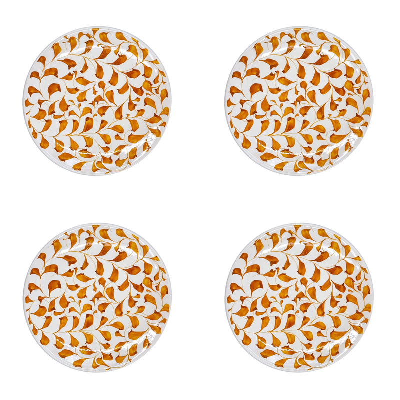Villa Bologna Pottery-Side Plate in Yellow, Scroll, Set of Four