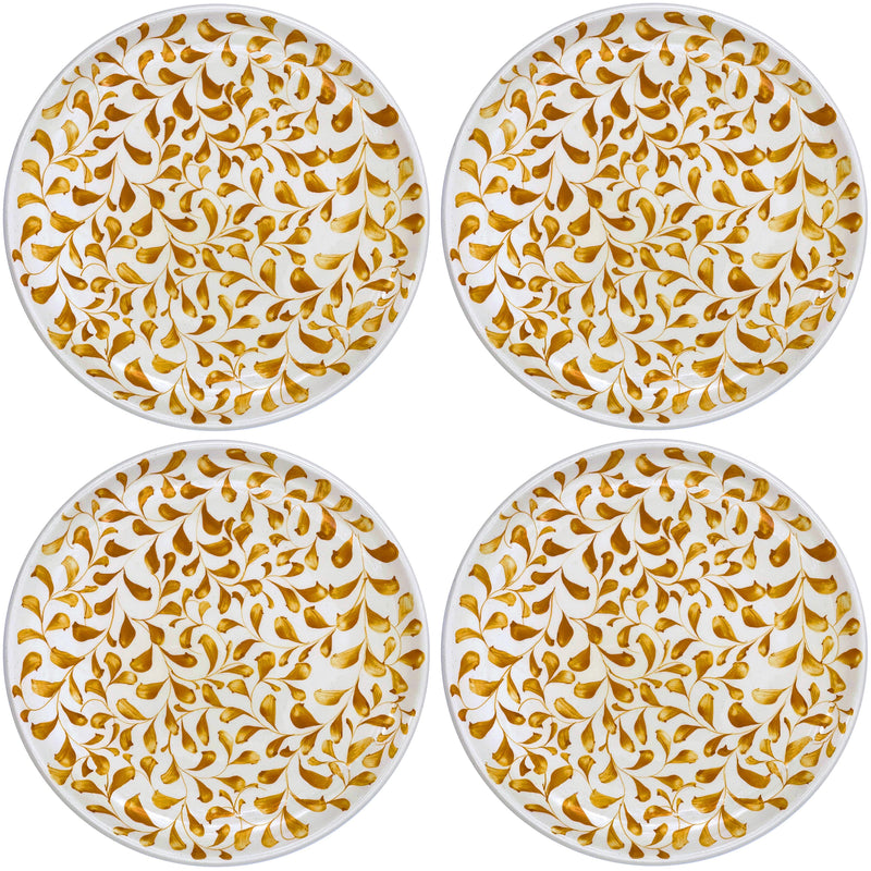 Villa Bologna Pottery-Charger Plate in Yellow, Scroll, Set of Four