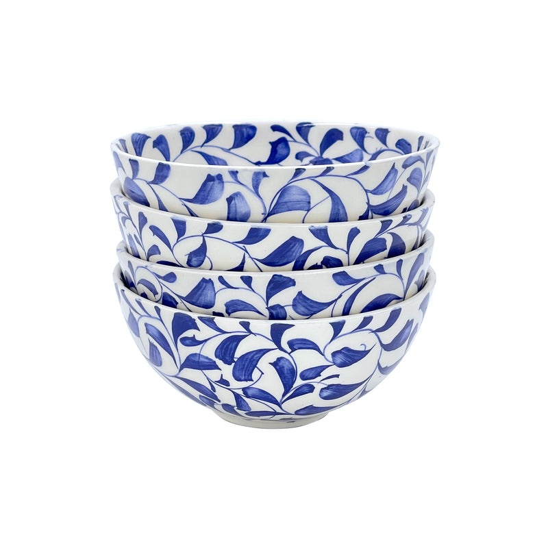 Villa Bologna Pottery-Small Bowl in Navy Blue, Scroll, Set of Four