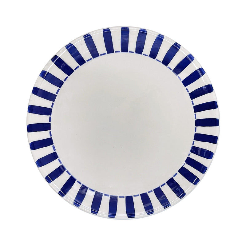 Villa Bologna Pottery-Charger Plate in Navy Blue, Stripes