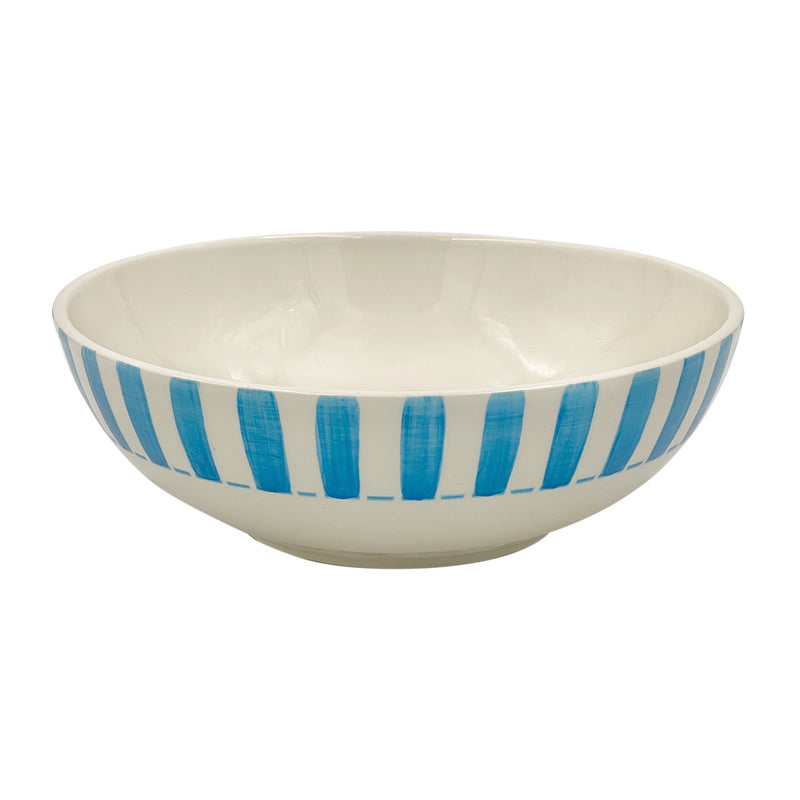 Villa Bologna Pottery-Large Bowl in Light Blue, Stripes