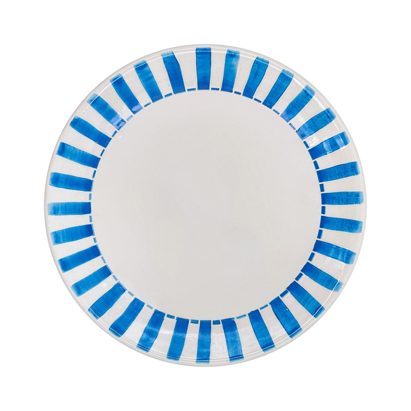 Villa Bologna Pottery-Charger Plate in Light Blue, Stripes